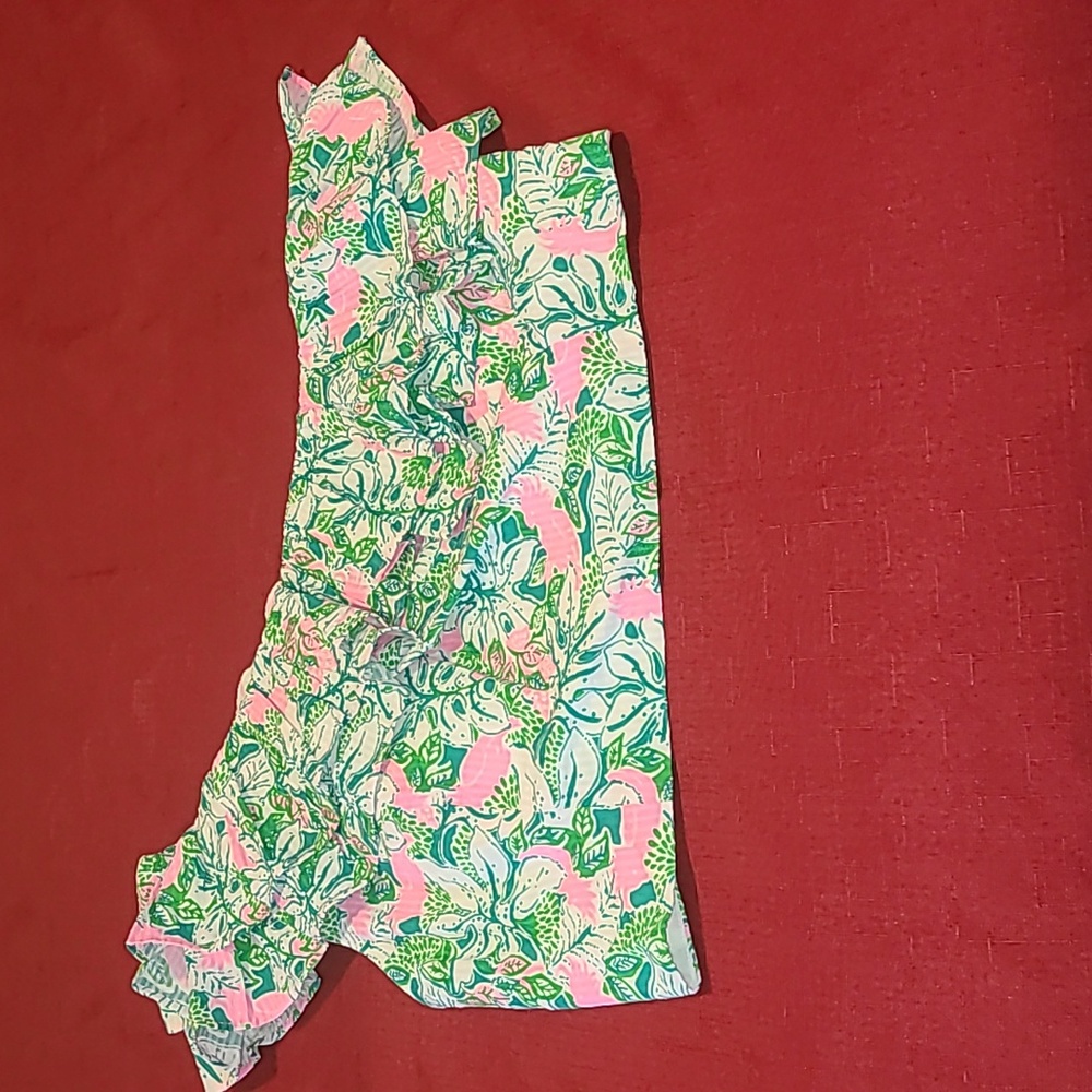 Lilly Pulitzer Summer Ruffle Top, Size 12, Color Green & Pink 💚🩷😎😎